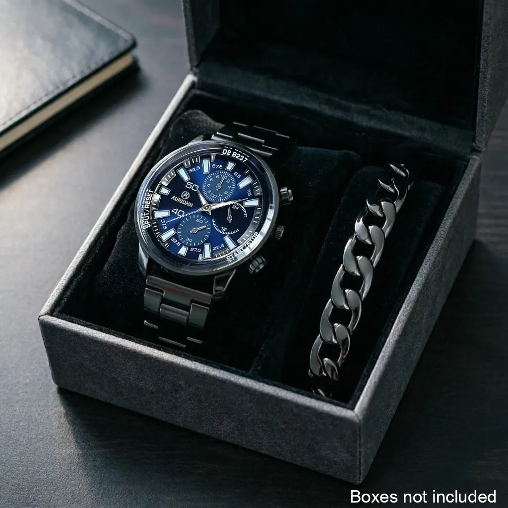 2Pcs Men's Fashionable and Trendy Quartz Watch Set, Includes Watch and Bracelet Suitable for Daily Wear. Gifts for Men, Father's Day Gifts, Valentine's Day Gifts, Suitable for Various Holidays
