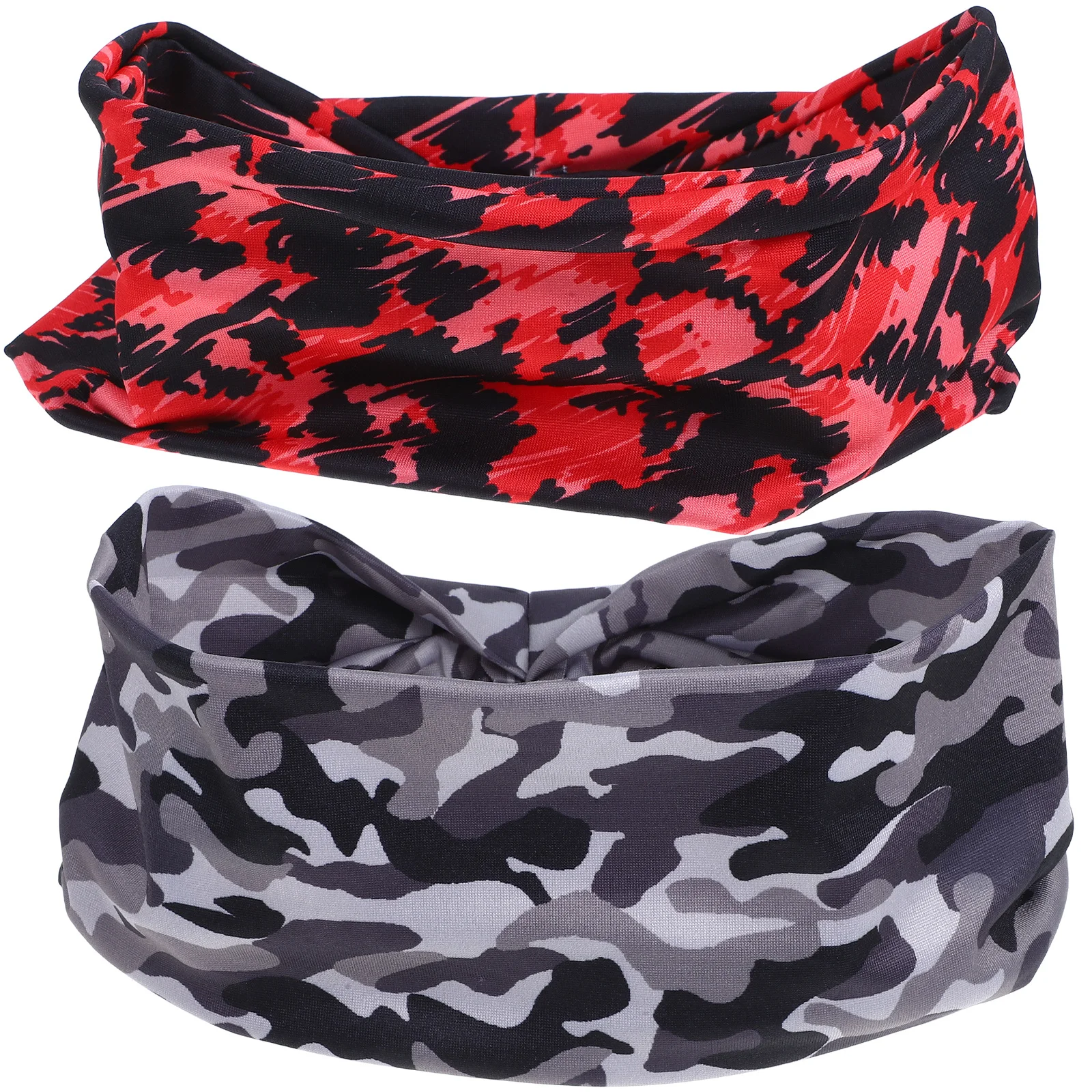 

2Pcs Wide Cotton Print Headbands Elastic Sweat Absorbing Running Yoga Sports Workout Hair Elastic Sports Headband