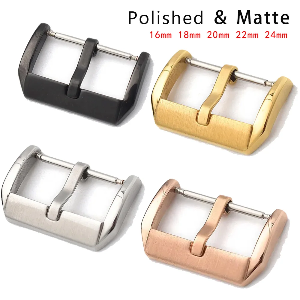 NEUE 16mm 18mm 20mm 22mm 24mm Edelstahl Uhr Schnalle Matt Poliert Pin Verschluss Schwarz Gold silber Rosegold Schnalle Zubehör