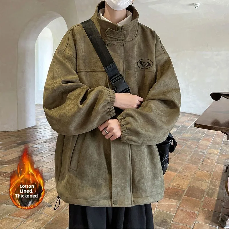 

American Sle Suede Jaet Men's Cotton Enhanced Autumn Winter Faion Brand Haome High-End Feel Zipper Closure Long Sve