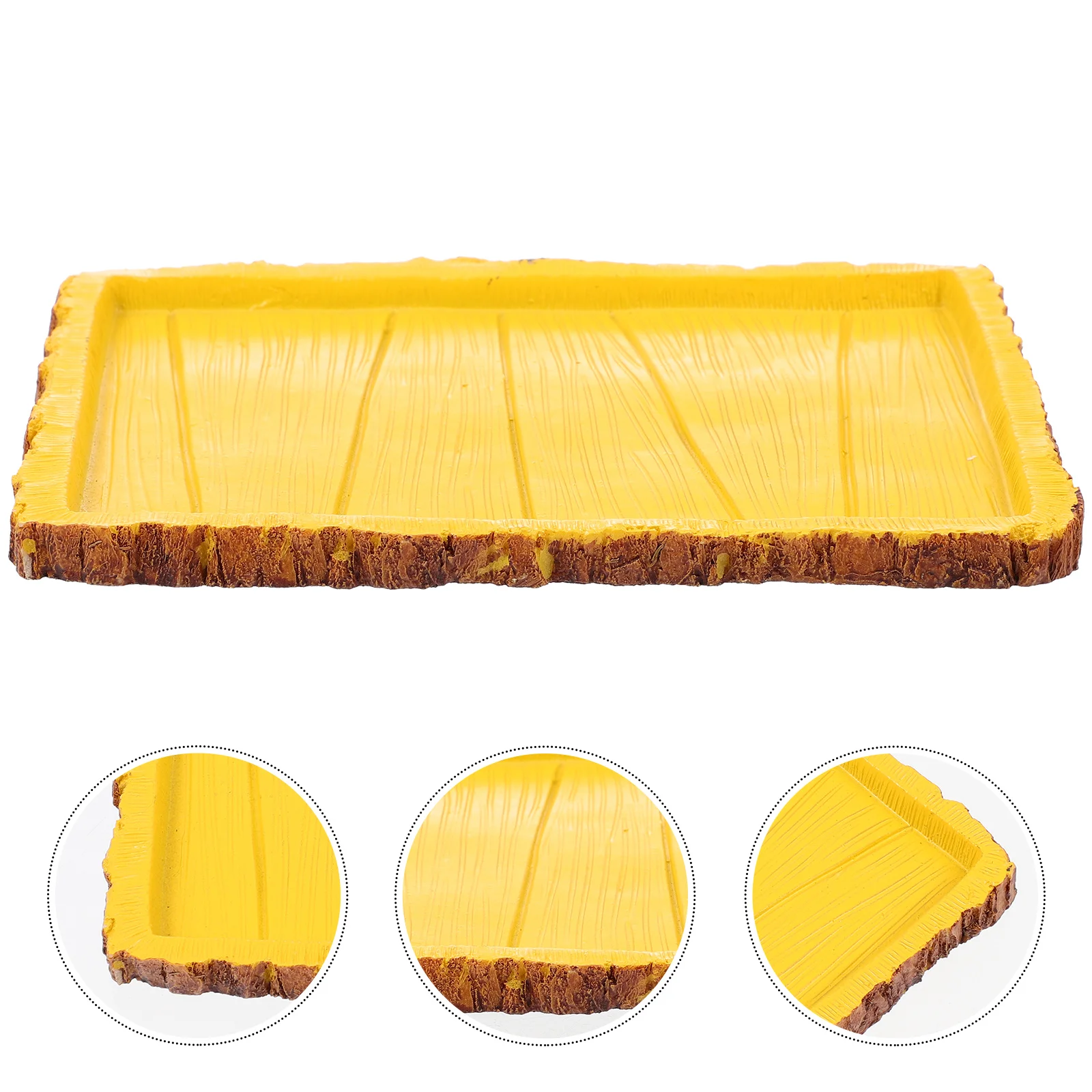 

Creative Rectangle Yellow Reptile Food Container Tortoise Feeding Basin Easy Clean Water Dish Lifelike Appearance Tortoise
