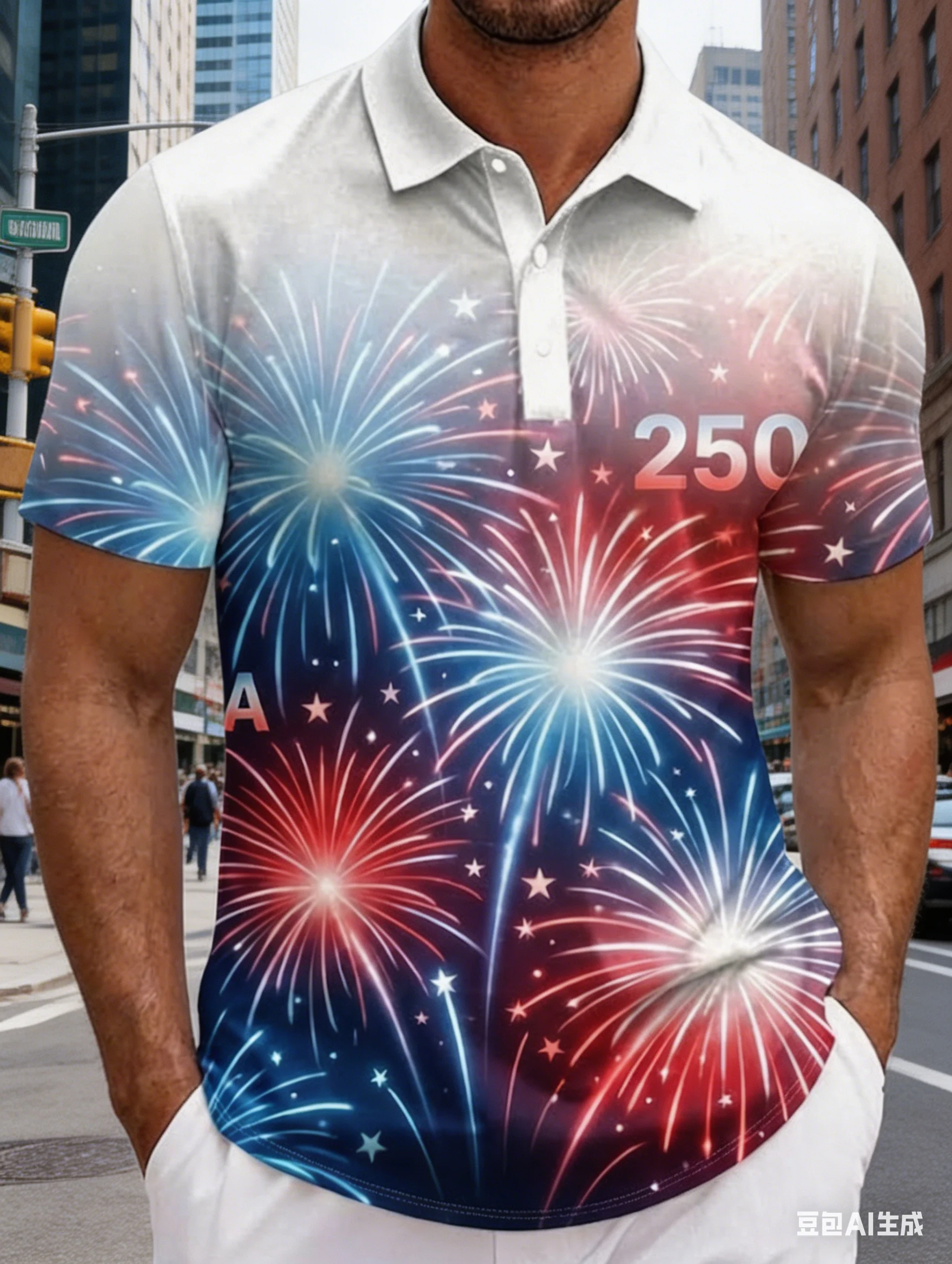 

Men's USA 250th Anniversary Polo Shirt 3D Print Bald Eagle 1776 USA Flag City Skyline Patriotic Short Sleeve Top