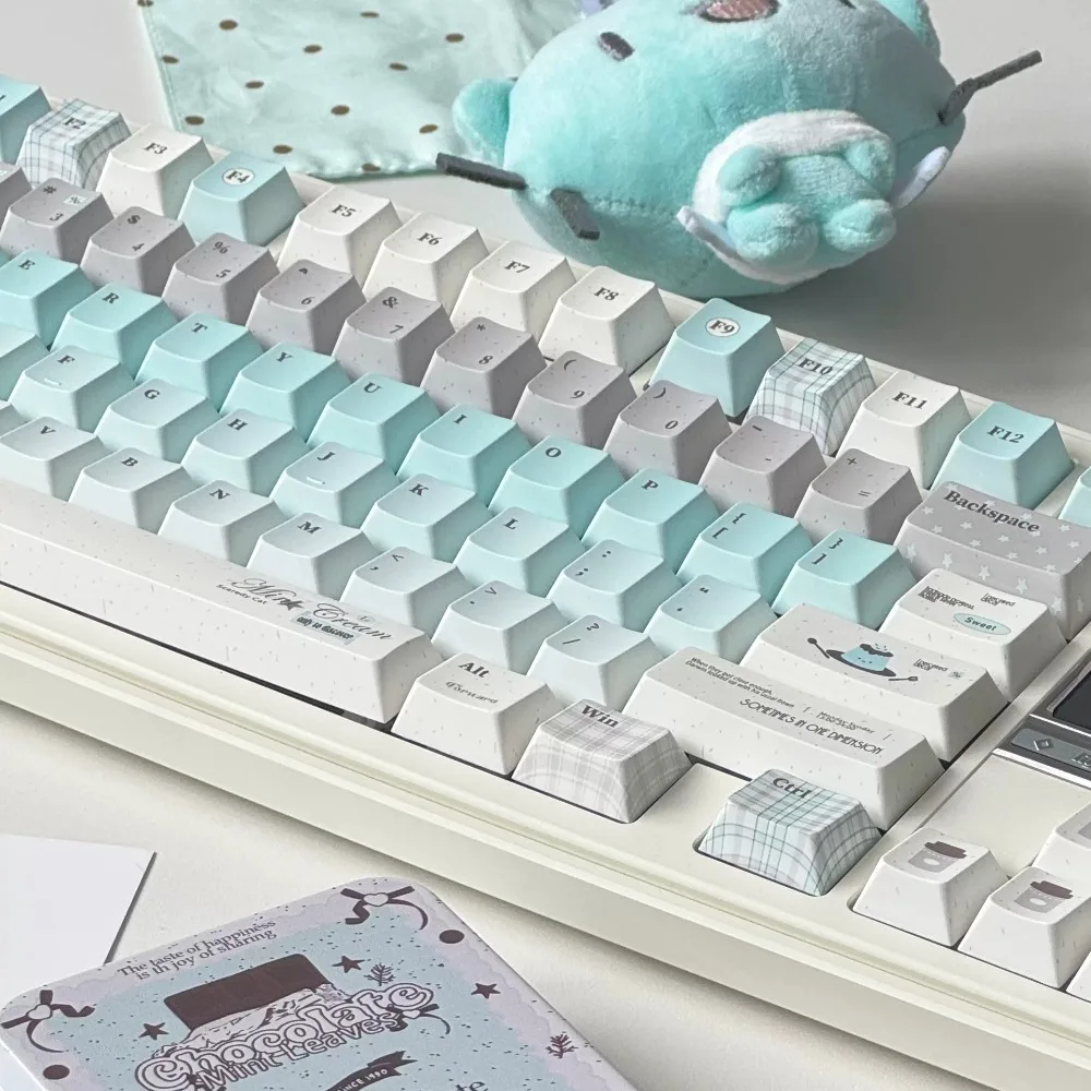 Mint Chocolate Theme Keycaps Set PBT Sublimation Keyboard Caps Cherry Profile Keycaps for Mechanical Keyboard Accessories 135key
