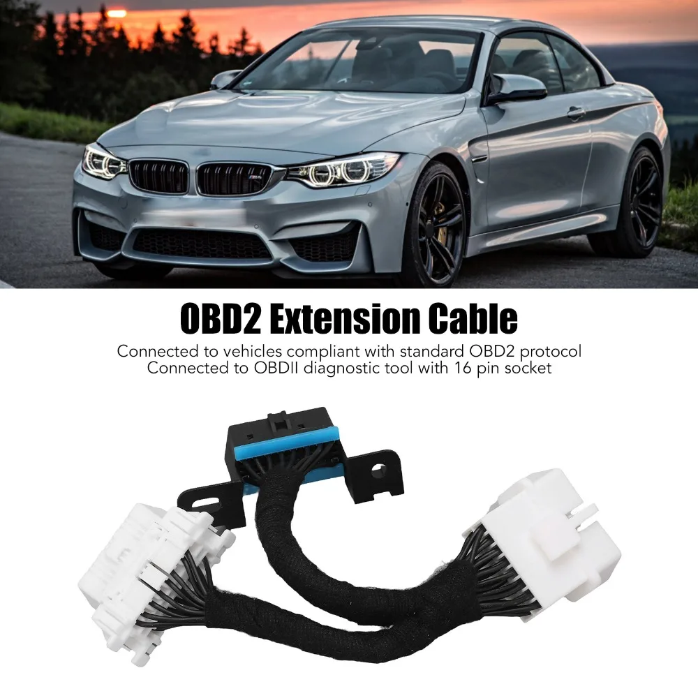 Professional 16Pin OBD2 Splitter Cable ABS 0.15m OBD2 Extension Cable Universal OBD2 Y Cable Maintenance Technician