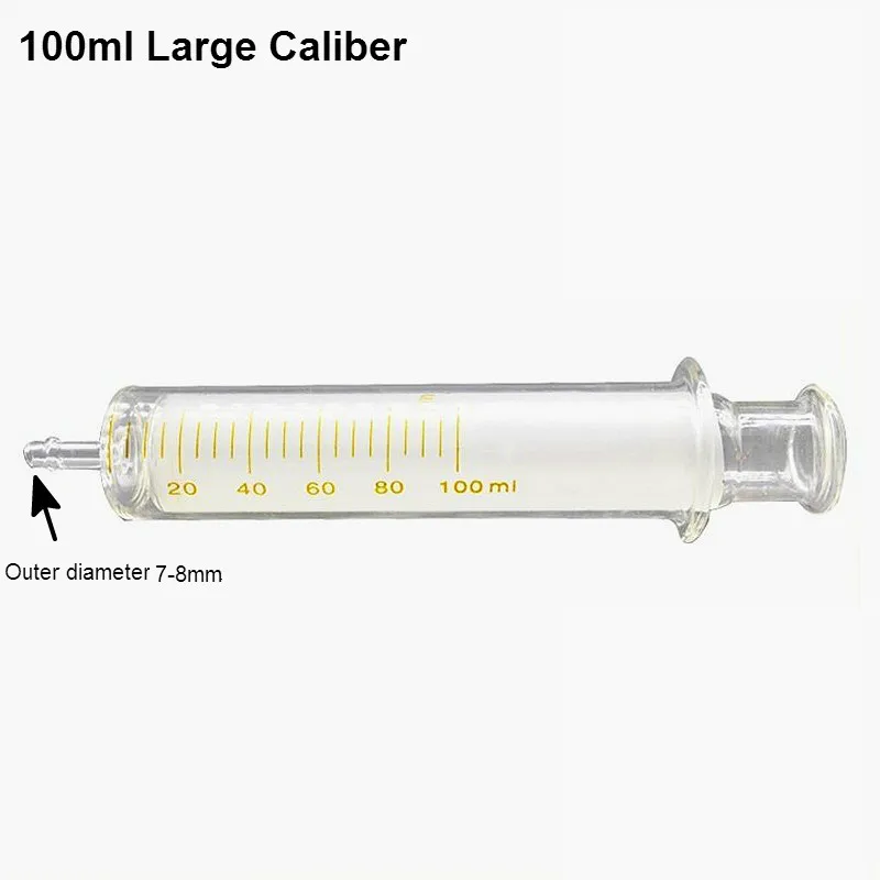 Glass Syringe 100 ml with Metal Luer Lock / Glass Caliber Glass Sample Extractor Injector Lab Glassware Reusable 100 CC 1/PK