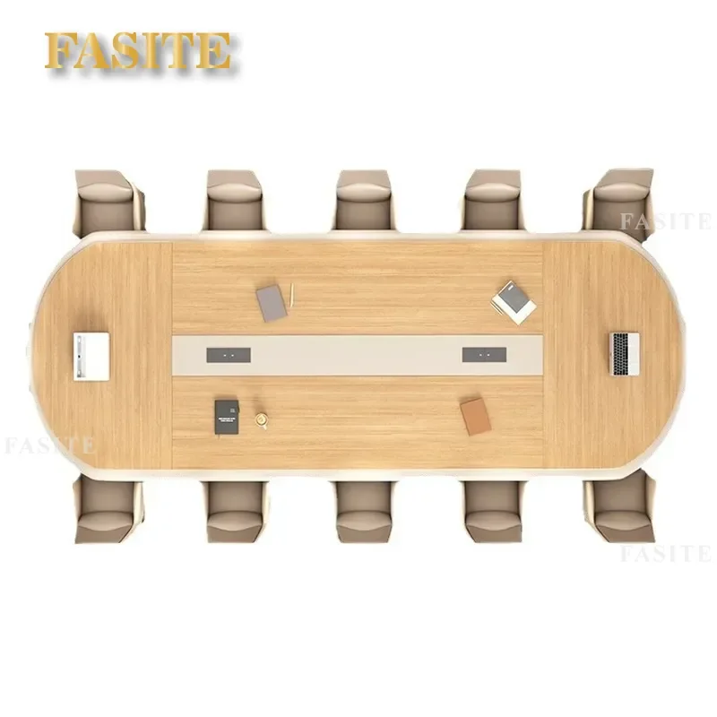 For Conference Room Simple Modern Rectangular Long Table Oval Training Negotiation Desk and Chair Combination Furniture