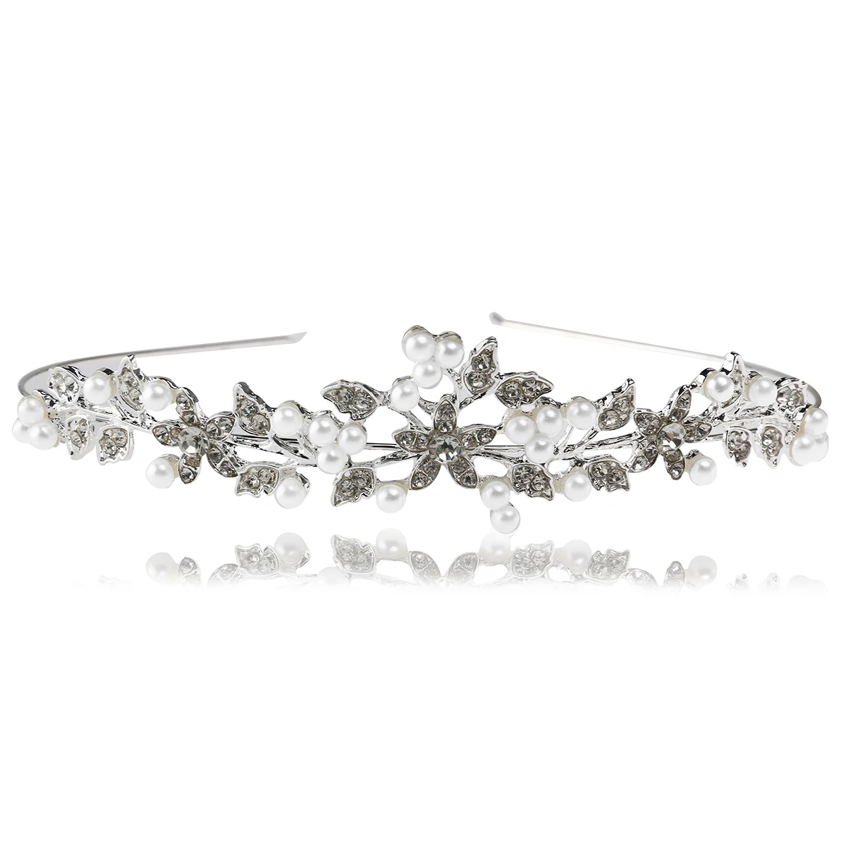 

Flower Crown Bridal Hair Band Wedding Tiara Women Hairpin Hairband Alloy Headwear White Silver Color Easy Fit Various Styles