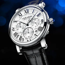 Reloj de pulsera de cuarzo para hombre, cronógrafo informal, de cuero, de alta calidad, resistente al agua, de negocios, a la moda, 2023 reloj de hombres