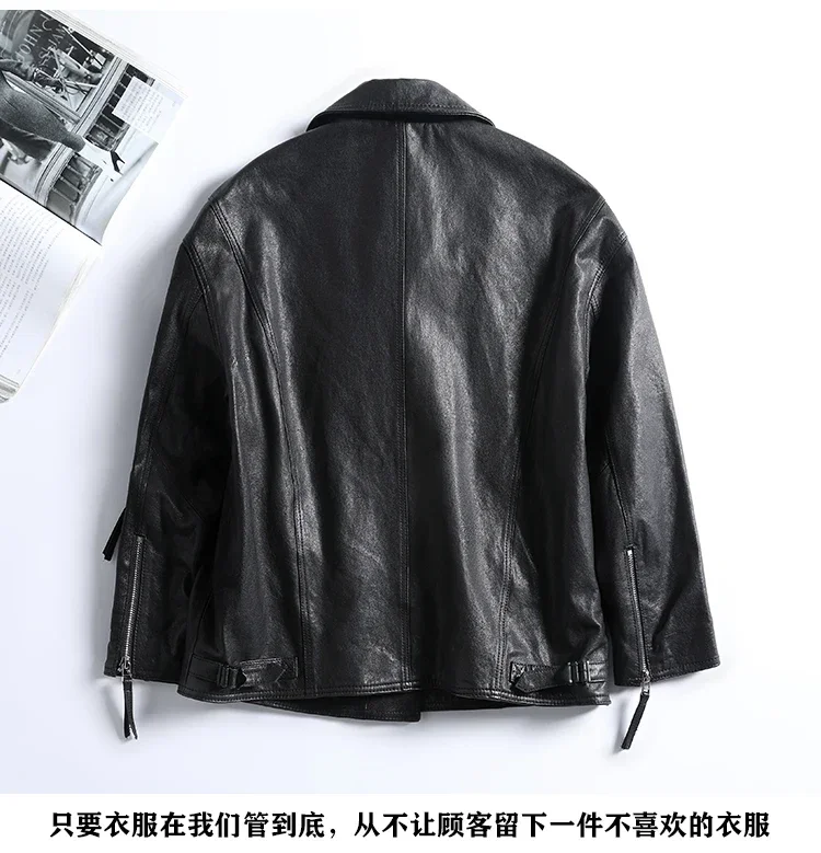 Echtes Leder Jacke Weiß Schaffell Mäntel Echt Leder Jacke Frauen 2022 Mantel Motorrad Jacken Blouson Femme Cuir Zm1926