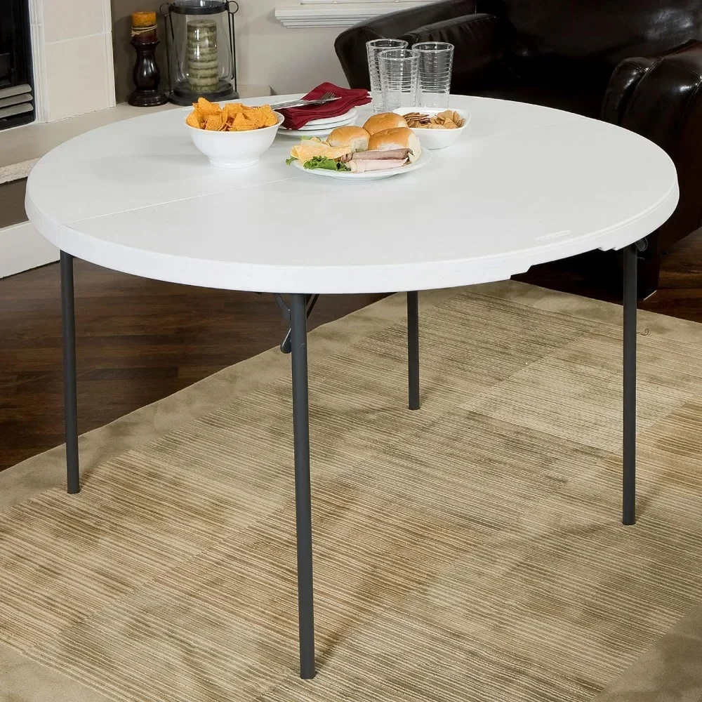 Light Commercial Fold-in-Half Round Table, 4 Feet, White on sale