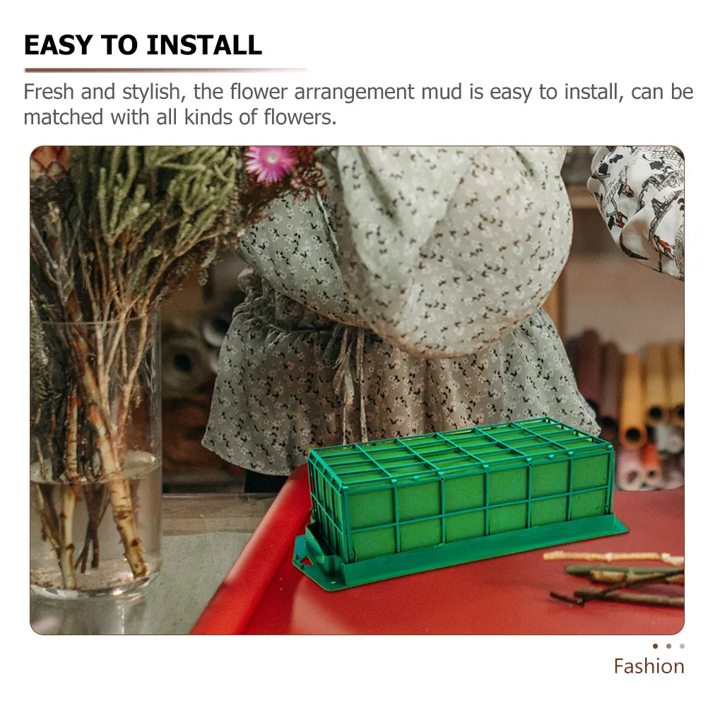 

4 Pcs Rectangular Flower Mud Floral Cage Foam Arrangement Holder Wet Foams Supplies DIY Flowers Wall Mount Easy Install Artistic