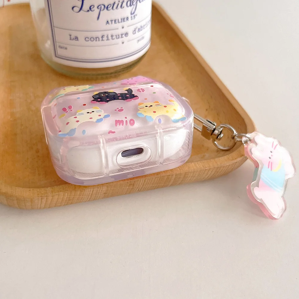 Funda de silicona transparente para auriculares, cubierta a prueba de golpes con colgante bonito para airpods 1 2 3 pro 2 2