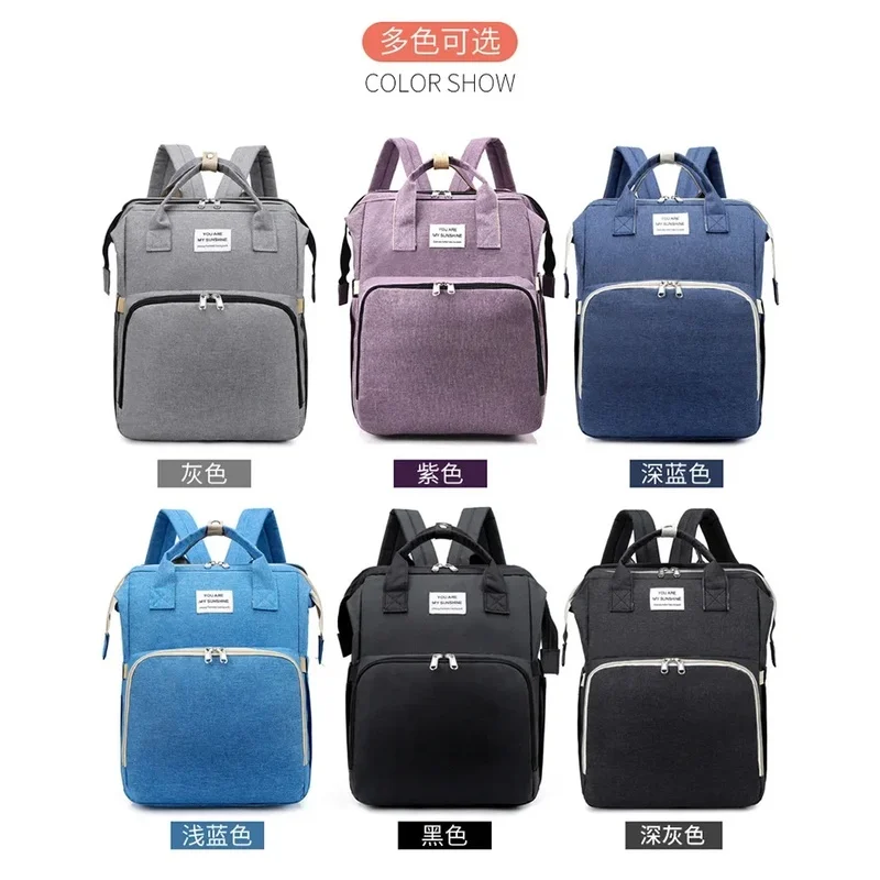 Large Foldable Diaper Bag Backpack for Mom, Baby Nursing Storage Bag with Changing Mat for Infant Daily Essentials