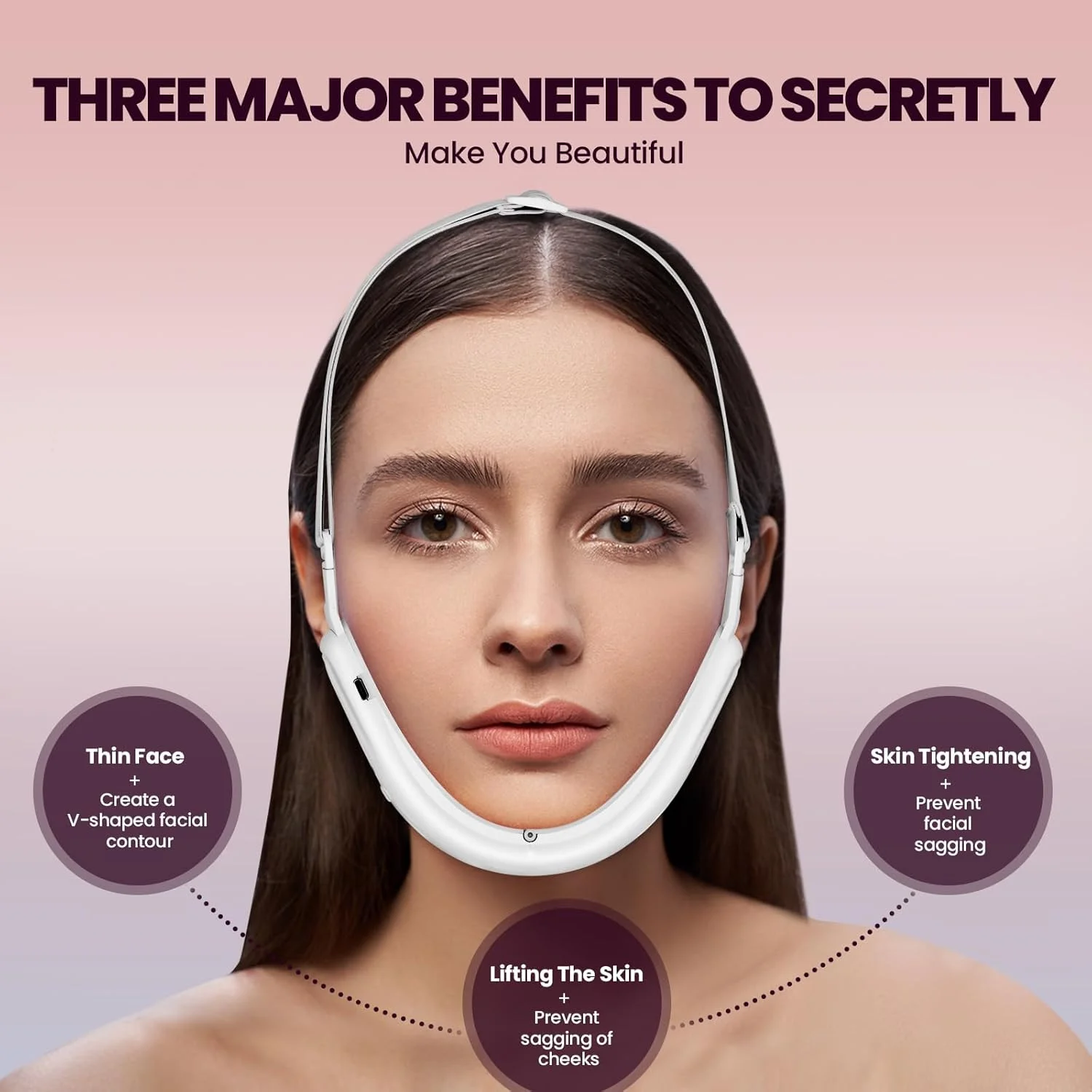 V자형 페이스 리프팅 뷰티 디바이스 1세트 전기 페이스 마사지기 8가지 모드 15가지 강도 조절 매일 얼굴 관리에 적합