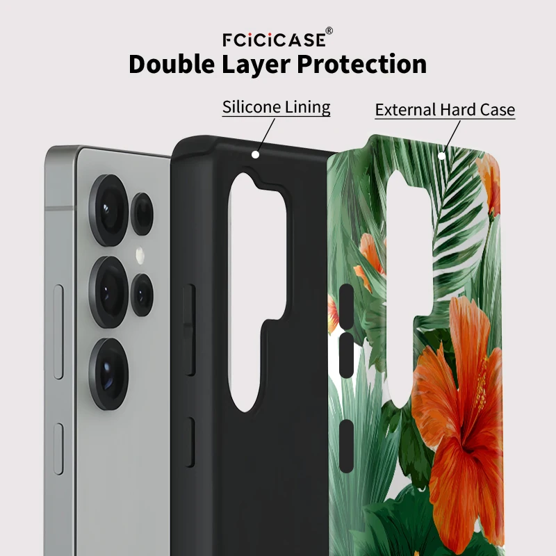 Fcicicase A56 5G Flower Leaves Phone Case For Samsung Galaxy A26 A36 A16 S23 S24 Plus S25 Ultra S20 FE Matte Silicone TPU Cover