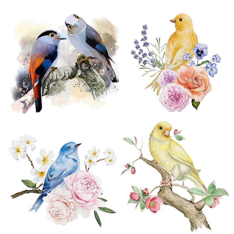 Three Ratels QN6 Elegant colored flower and bird wall stickers  waterproof self-adhesive luggage stickers  toilet decals