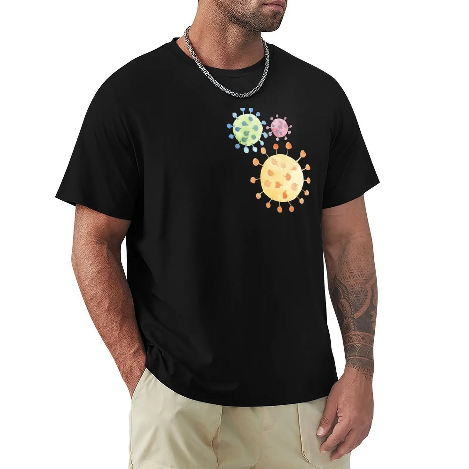 Watercolor Viruses T-Shirt Running Gym Short Sleeve Sports Tee