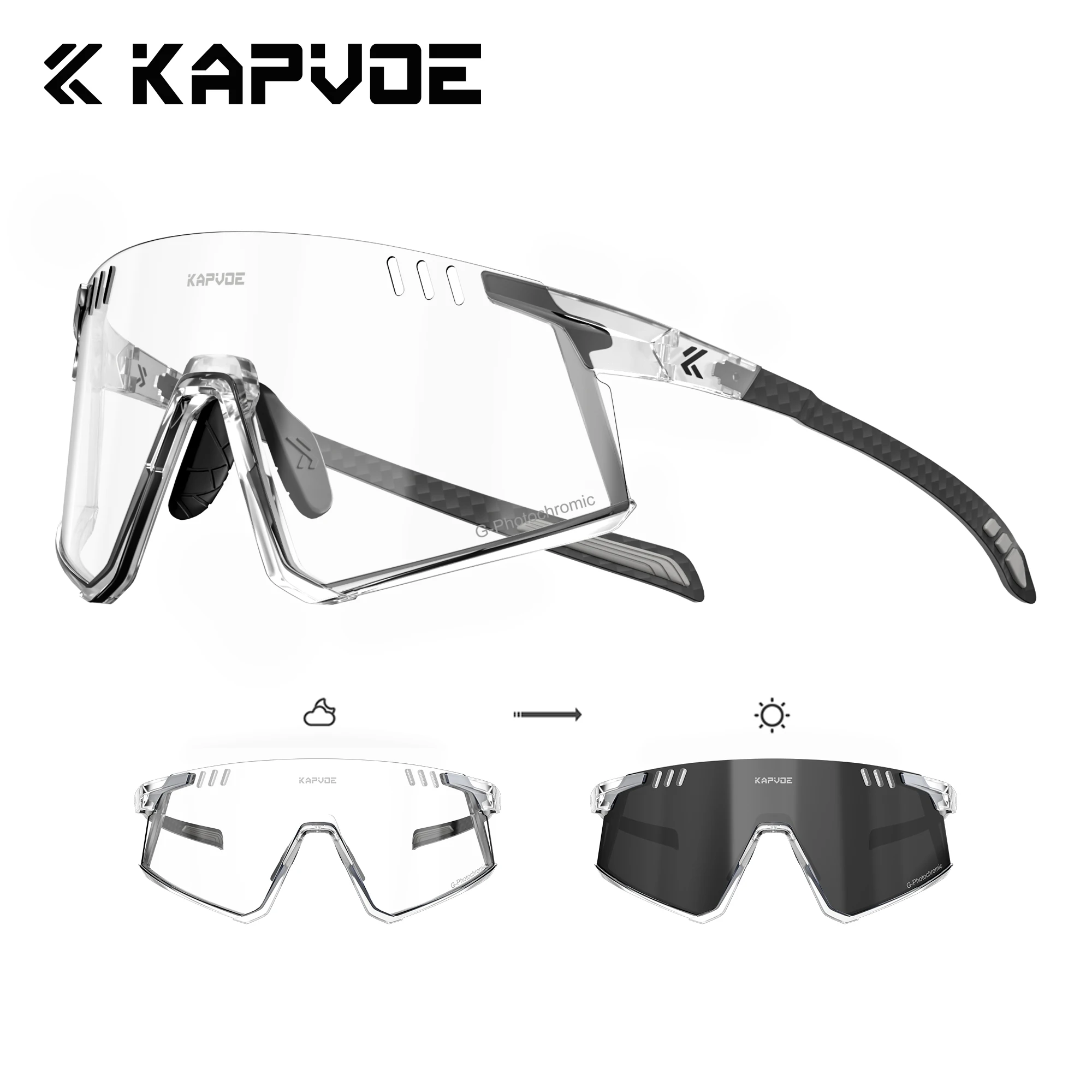 

Kapvoe Photochromic Glasses Ultralight Real Carbon Fiber Sunglasses for Men Sun Running Glasses Driving Golf Sports UV400 Women
