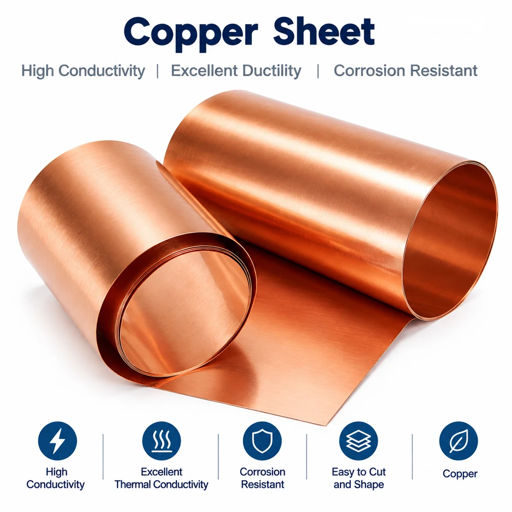 1Pcs 0.01-1mm Thick 7-200mm Wide Coppers Plate Roll, Coppers Foil Plate Cu Metal Sheet Foil Length 1000/5000mm