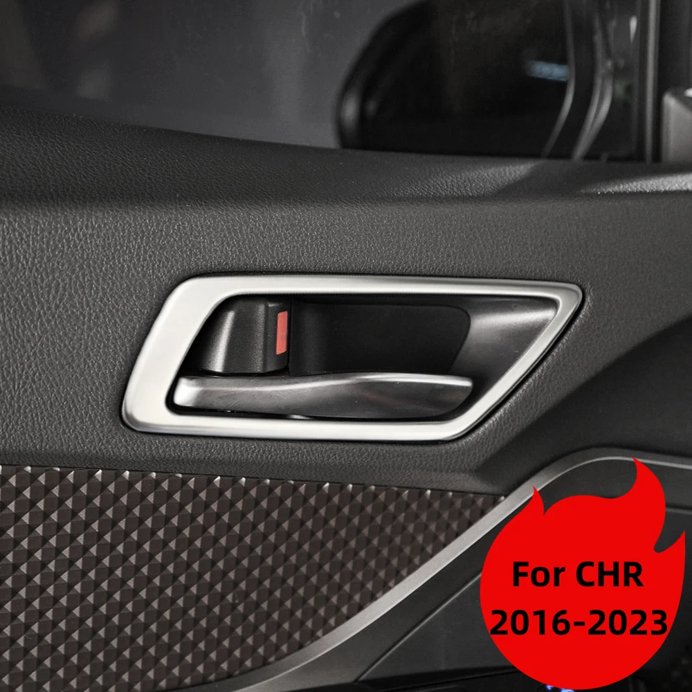 Car Inner Door Handle Bowl Cover Trim for Toyota CHR C-HR 2016 2017 2018 2019-2023 ABS Carbon Fiber Stickers 4Pcs Decoration
