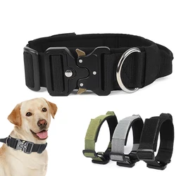 Adjustable Tactical Dog Collar for Medium Large Dogs Walking Training Collar Labrador Husky French Bulldog Collars Dog Supplies