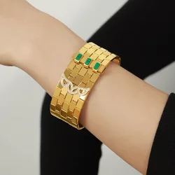 Fashionable And Personalized Bracelet Women's Retro Stainless Steel with Czech Crystal Inlay Non Fading Bracelets Accessory