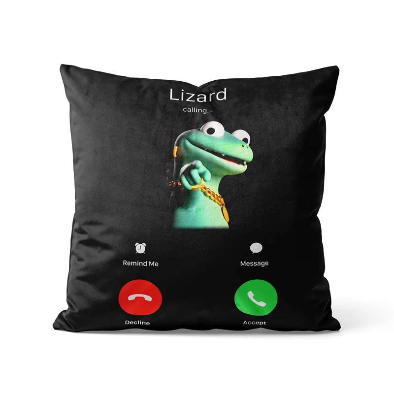 Gaslight Gatekeep Girlboss Funny Lizard Is Calling Meme Lizard Lizard Throw Pillow Covers Cushion Cases Pillowcases 45cm x 45cm