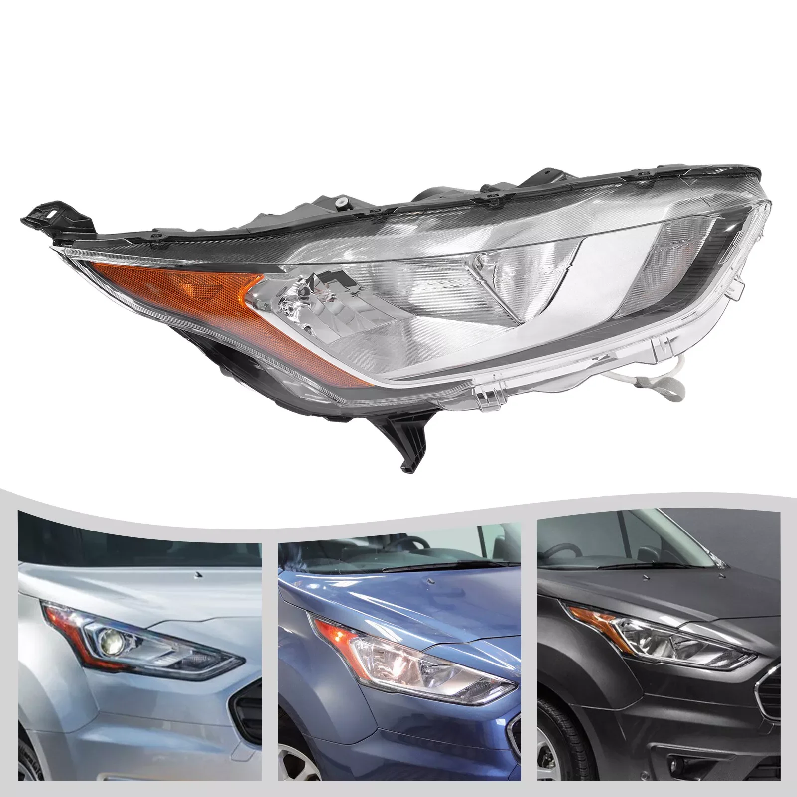 

Right Headlight Passenger Side Halogen Headlamp KT1Z13008A FO2503386C For 2019-2020 Ford Transit Connect