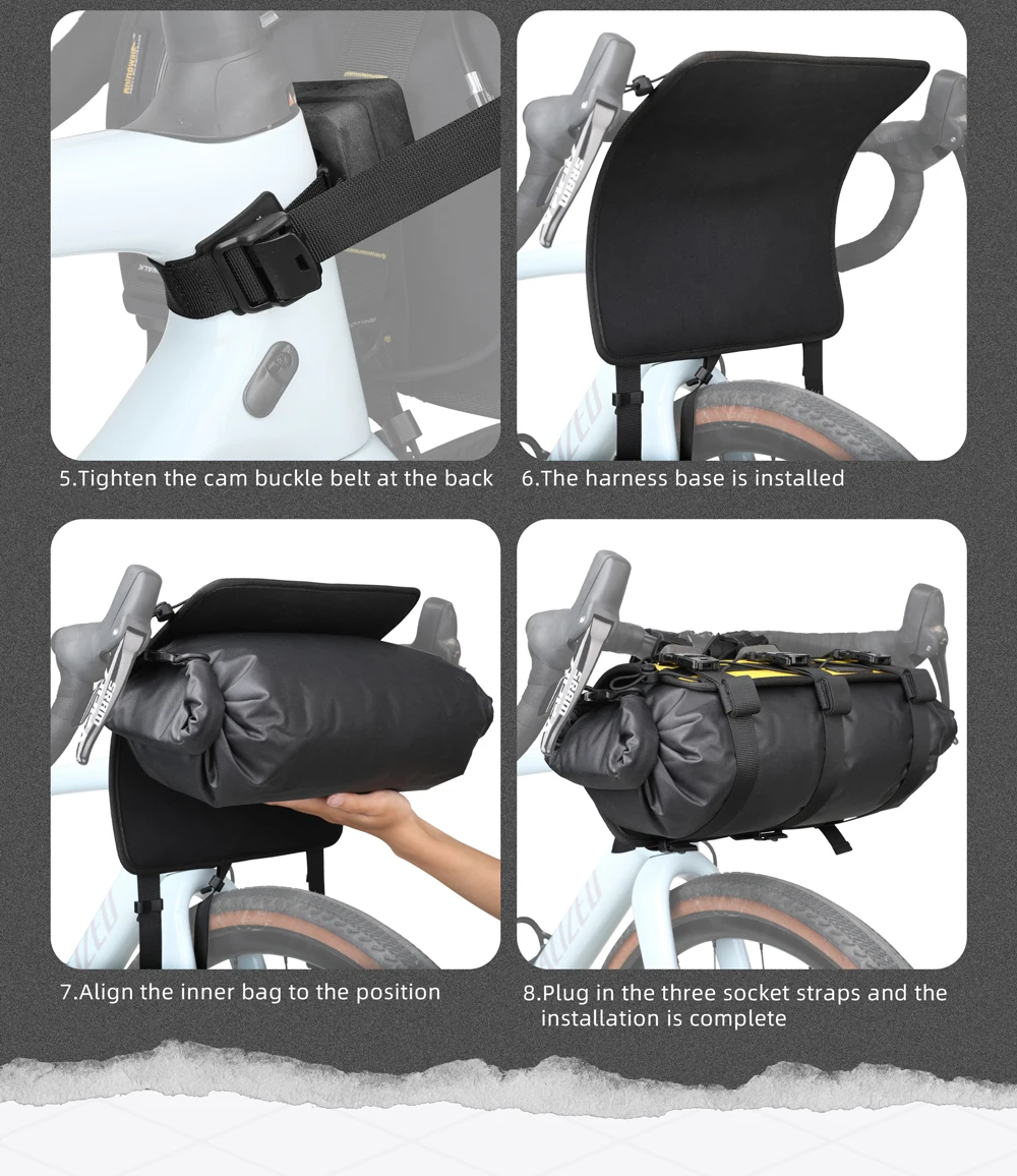 Rhinowalk Fahrradlenkertasche wasserdicht 10l Fahrrad-Reisetasche Trockentasche Bikepacking Fahrradzubehör für MTB – Detail 16
