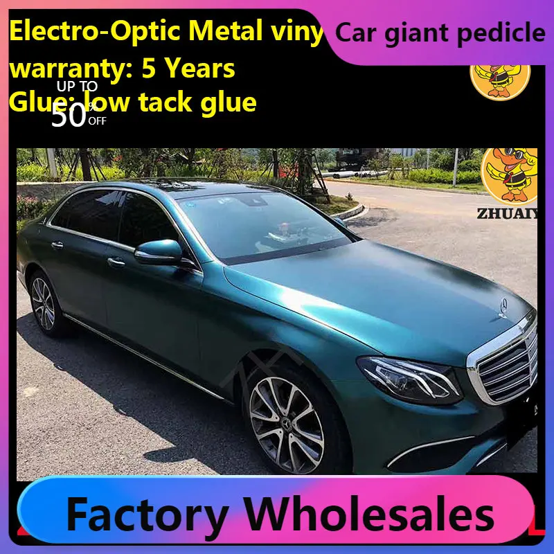 Gemstone green Electro-optical Metal Vinyl Wrap For Car Wrapping Covering Foil Air Bubble Free Low Tack Glue1.52*18M/Roll 5x59ft