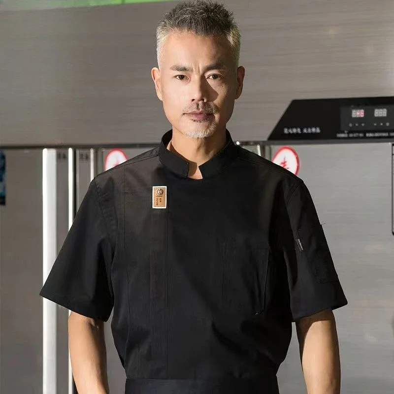 Uniforme da chef per hotel e ristoranti |   Abbigliamento da lavoro a maniche corte in seta ghiacciata per panetteria |   Tessuto antimacchia ad asciugatura rapida