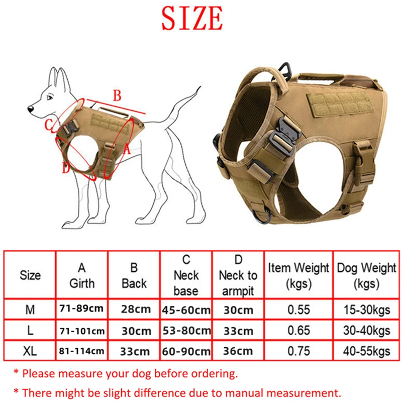 Imagem -06 - Cão de Estimação Arreios Militar Colete Tático Peito e Trela Conjunto Treinamento para Grande Médio Beagle Labrador Alemão Shepher k9