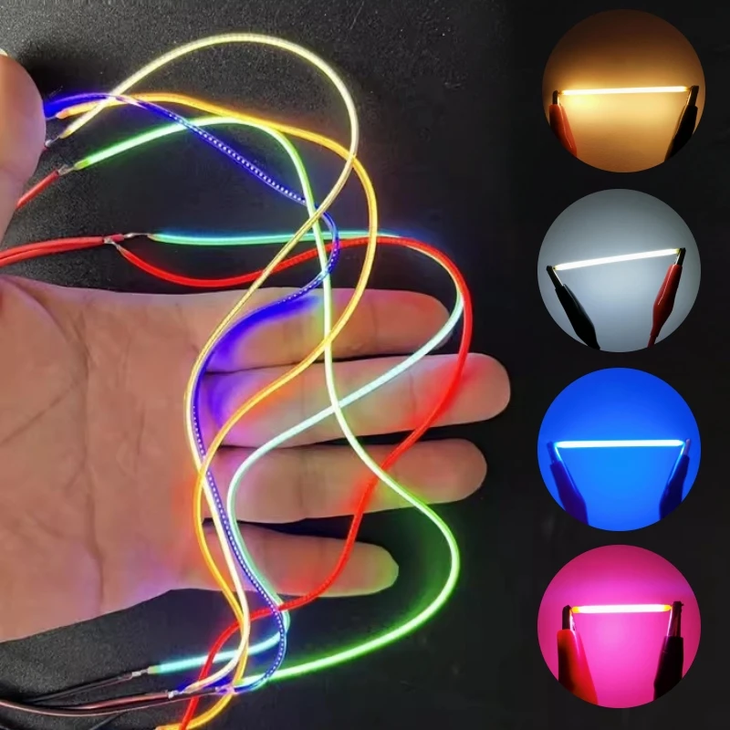 10szt/lot Ultra-Slim Mini COB Led Strip Filament DC3V Elastyczna taśma DIY Dioda świetlna 60/300/450mm Edison Bulb Part Fitting