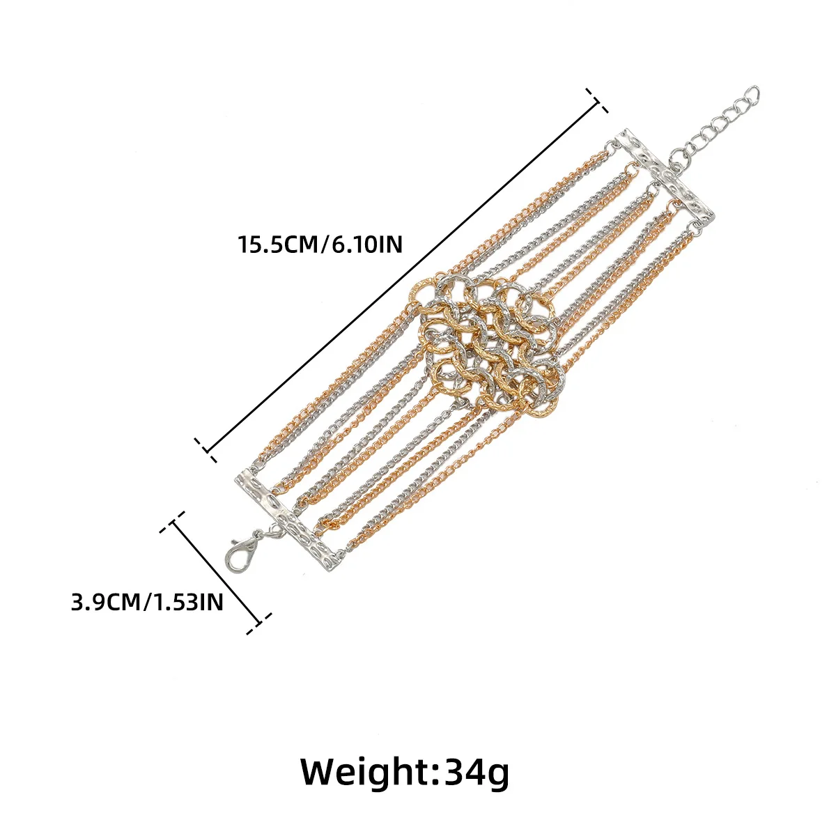 Vintage Metal Chains Link Rings-shape Bracelets for Women Fashion Holiday Party Jewelry Gifts