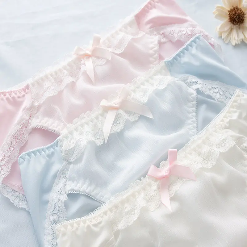 2 قطعة Youpin شعبية المرأة داخلية مثير منتصف الخصر تنفس اليابانية الدانتيل سراويل تلميذة المرأة ملخصات سراويل لطيف