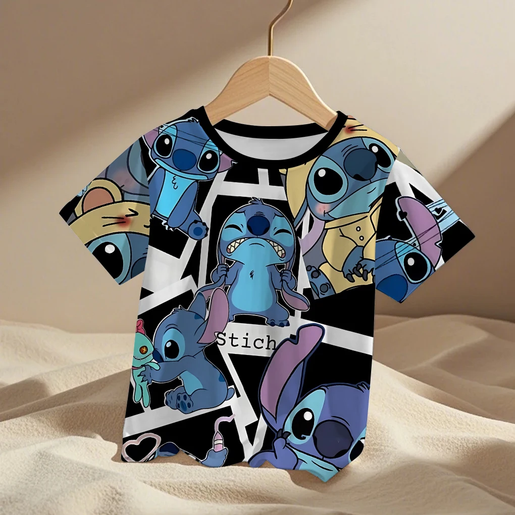 

Summer Cartoon Stitch Cute Blue Boy T-shirt 3D Printing T-shirt 3-14 Year Children T-shirt Tops Adult Clothing Casual Breathable