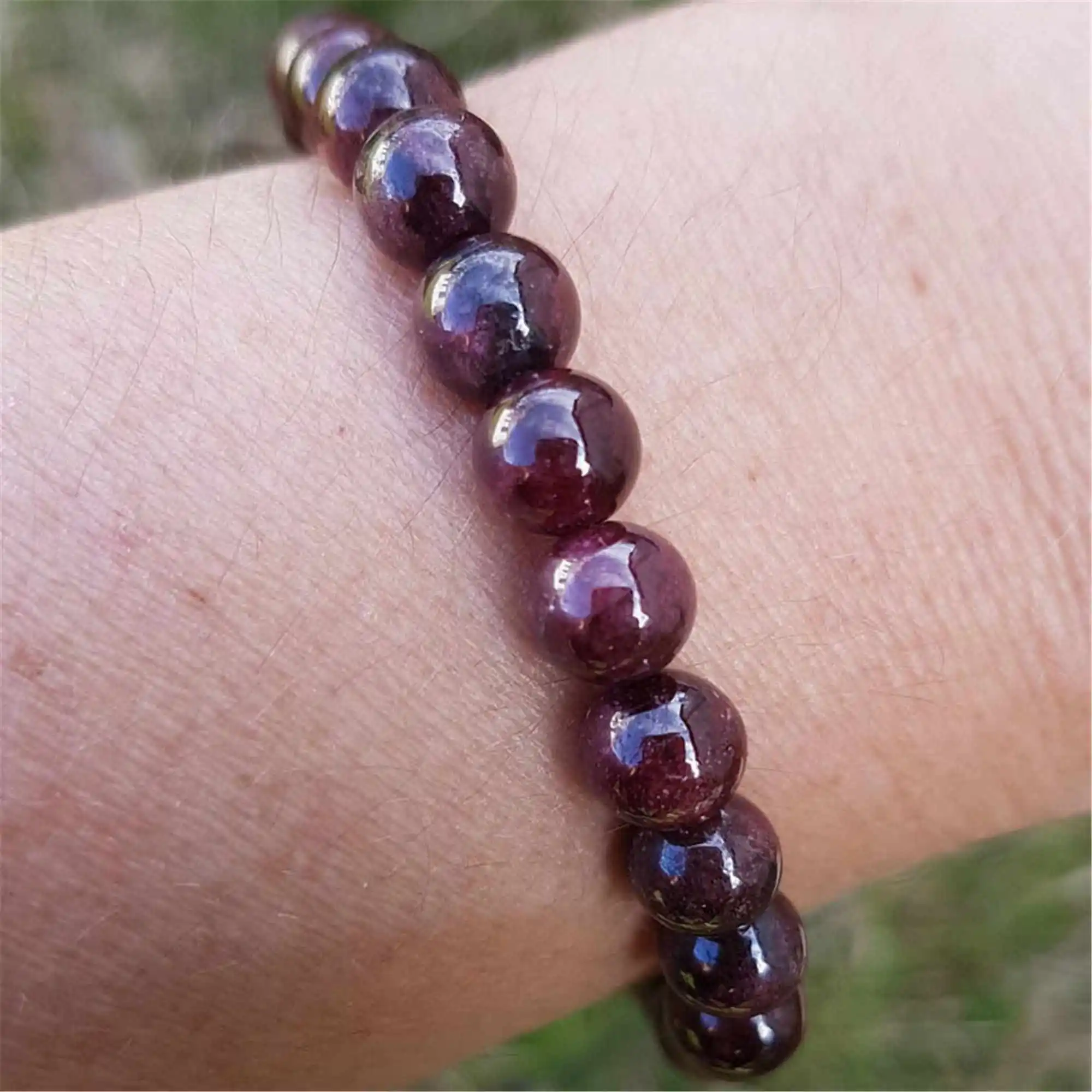 Natural garnet beads 6mm elastic lucky bracelet Karma Eco-Friendly Adjustable Men Ethnic Prayer