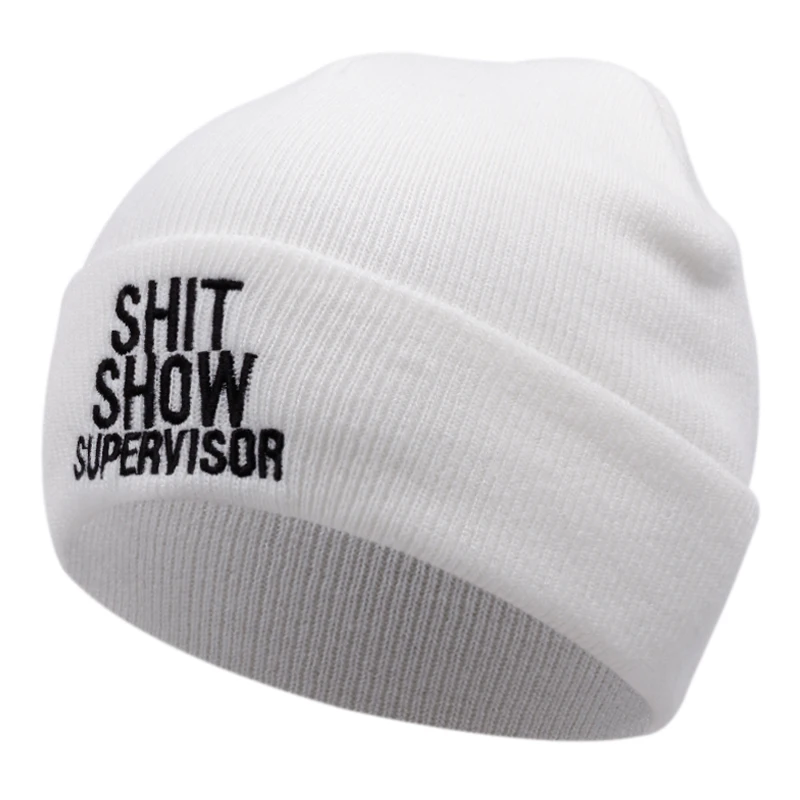 SHIT SHOW SUPERVISOR Winter keep warm fashion Beanie hat embroidered women men knitted hat outdoor hat