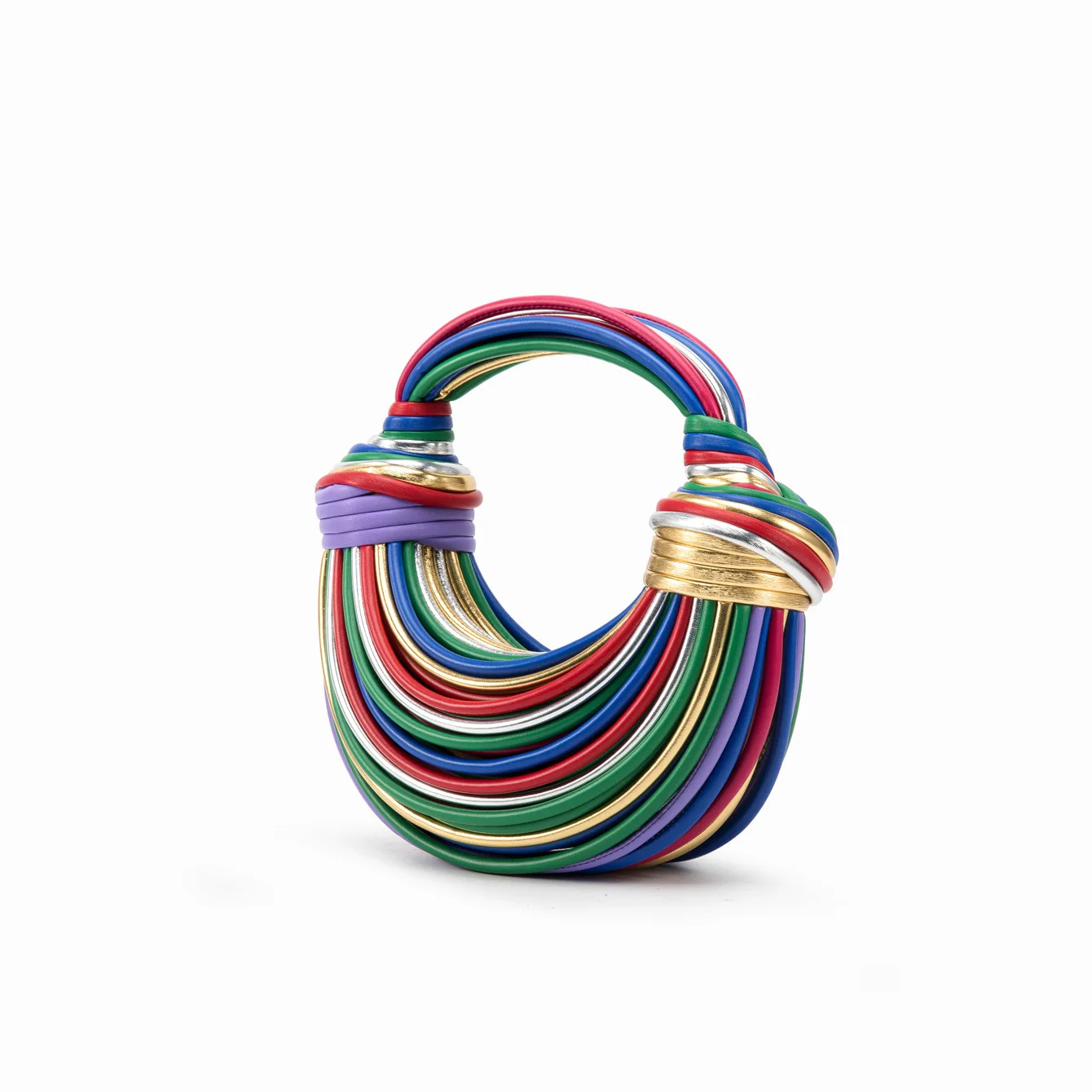 Glossy hand-woven noodle bag knotted rope dumpling cloud clutch messenger bag dinner bag