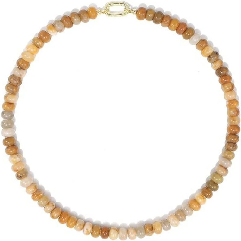Textured Stone Bead Necklace, Short Abacus Strand Jewelry for Daily Wear, Office Looks and Stacking Styling Touch E0BF