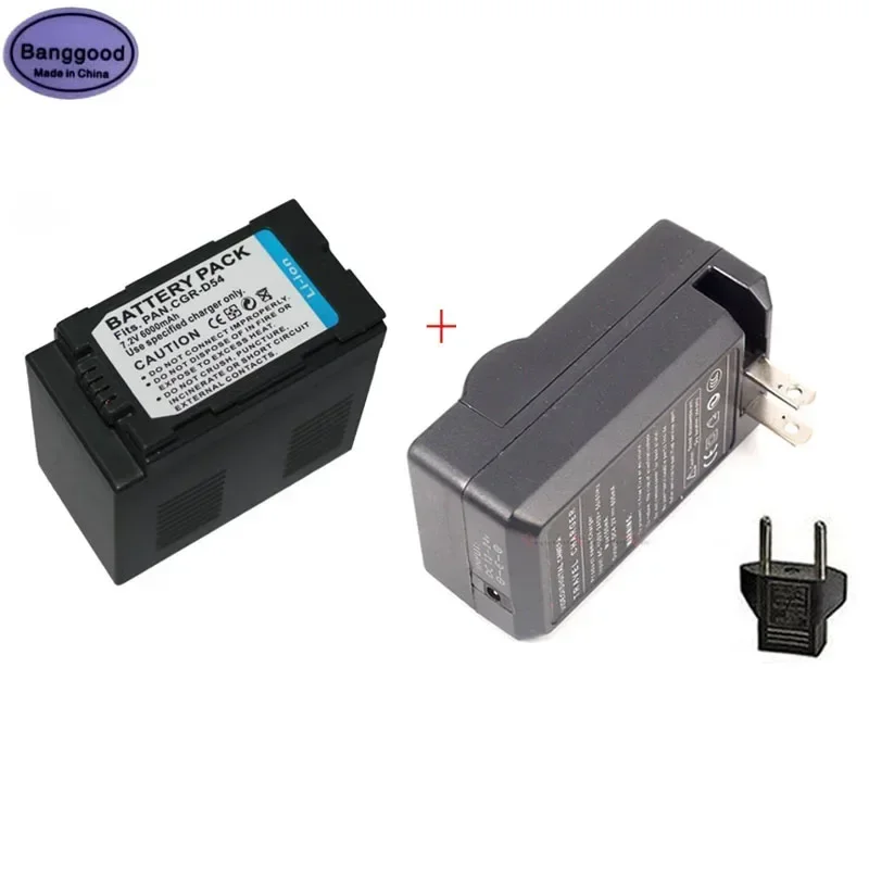 5400mAh CGR-D54 CGR-D54S CGRD54 CGRD54S Camera Battery + AC Charger For Panasonic AG-AC8PJ AG-AC90A AG-HPX250 HC-X1000 AG-HPX255