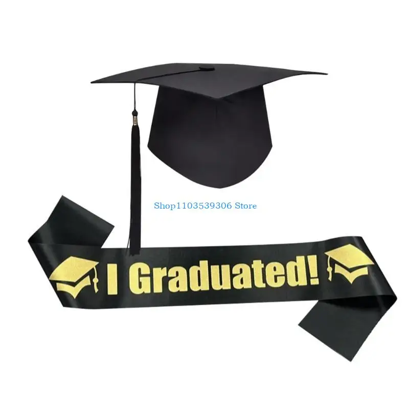 

400A High School Graduation 2025 Bachelor Hat And Graduation Stole Sash for Ceremony
