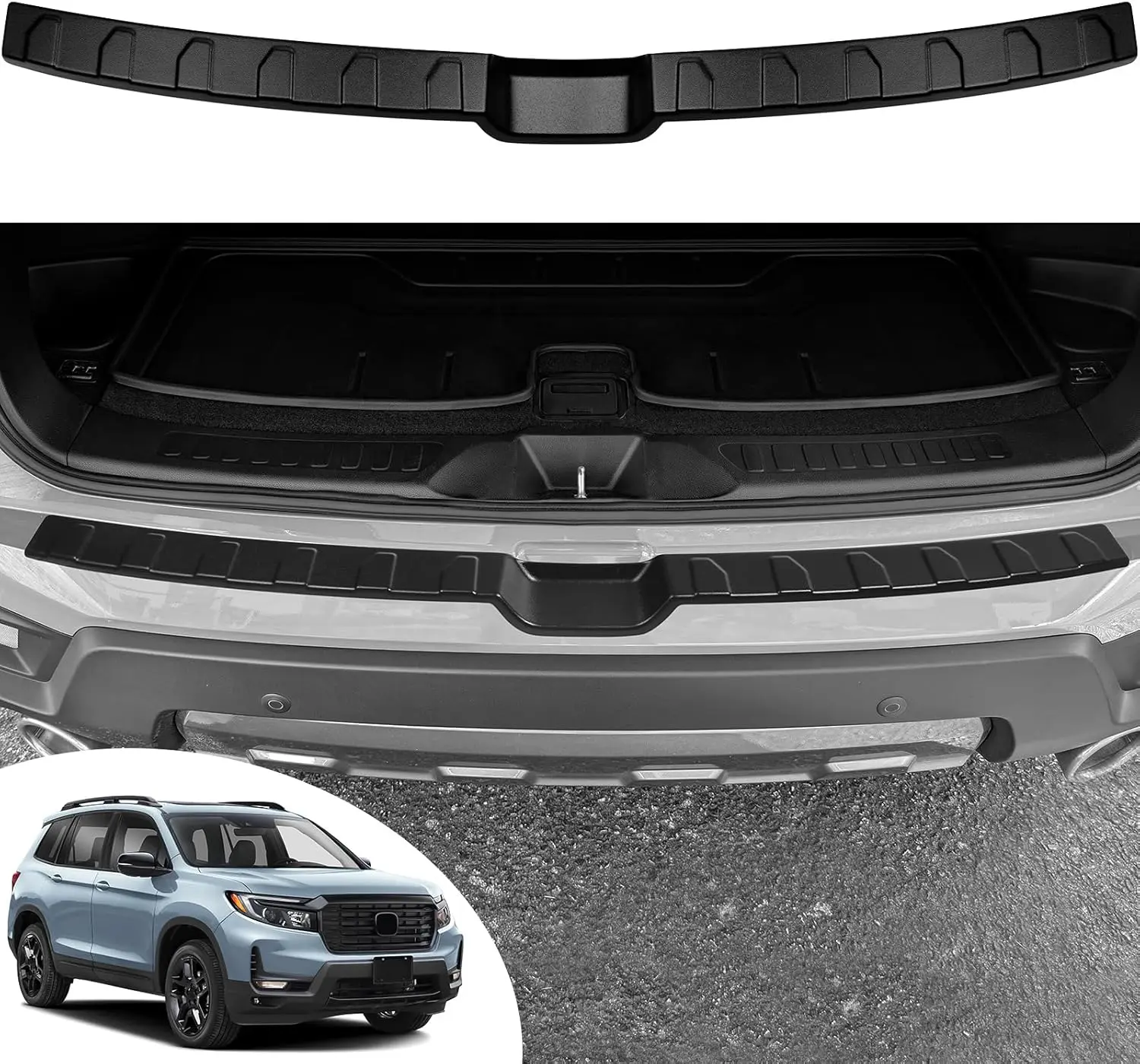 

Rear Bumper Protector Compatible with Honda 2019-2023 2024 2025 Passport Accessories Matte Black ABS Material Trunk Door Entry