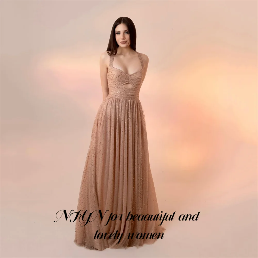 

NFYN Блестящее платье цвета шампанского в современном стиле с вырезами для выпускного вечера Пляжное вечернее платье с блестящими пайетками 프롬 드레스 с высоким разрезом по индивидуальному заказу