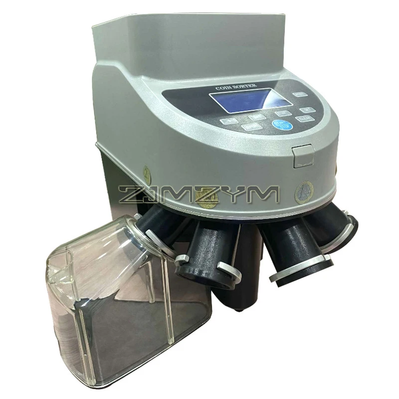 Coin Counter Sorter, Euro/Japanese/Thailand/Malaysia Coin Sorter Machine, 1000 Coins/min, Holds 500-1000 Coins, with 4 Coin Tube