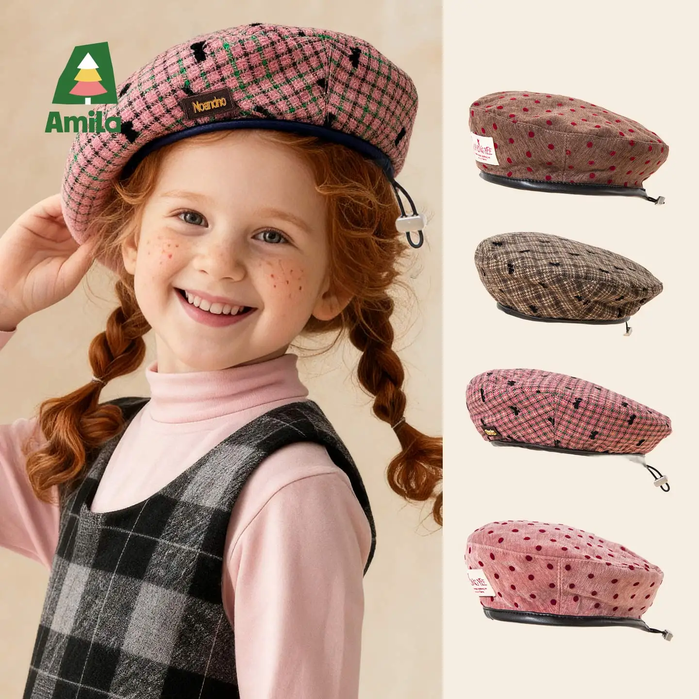 

Amila Kids Children's Winter Fashion Beret With Polka Dots And Bow Designs, Exquisite, Fashionable, Comfortable And Unrestricted