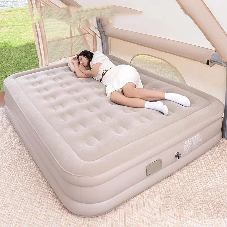 Colchón de suelo Queen para dormitorio, colchón doble autoinflable, Individual, portátil