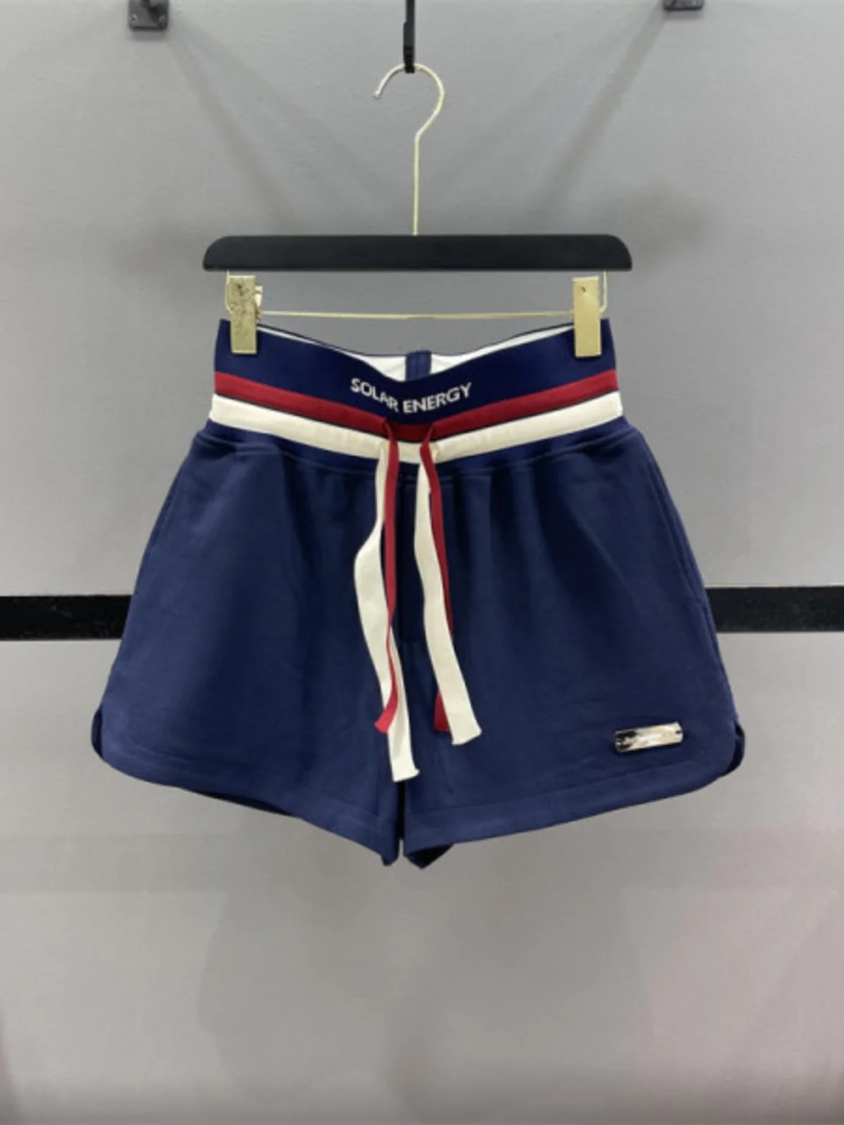 

High Waist Drawstring Casual Sports Shorts Women's Summer Fashion Color Block Loose A-Line Wide Leg Pants Hot Pants