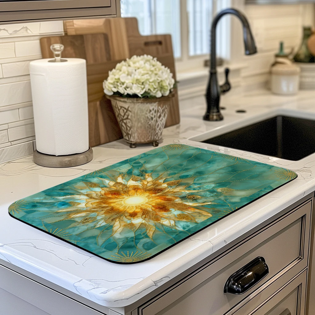 Charming White Tiger Pattern Polyester Absorbent Mat - Stylish Decorative Mat for Home, Eye-catching Indoor Tabletop Accessory