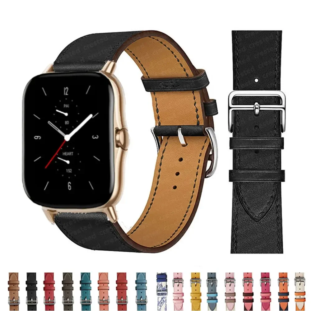 20 مللي متر/22 مللي متر حلقة من جلد ل Amazfit GTS/4/2/2e/GTS2 Mini/GTR 3/4/47 مللي متر/GTR2/2e/ستراتوس 2/3 الرياضة سوار ساعة Amazfit بيب حزام